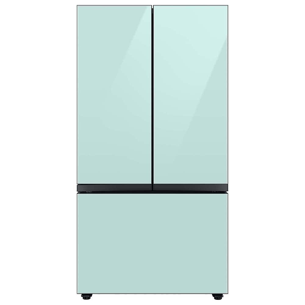 Alt View 18. Samsung - Bespoke 3-Door French Door Refrigerator panel - Top Panel - Morning Blue Glass.