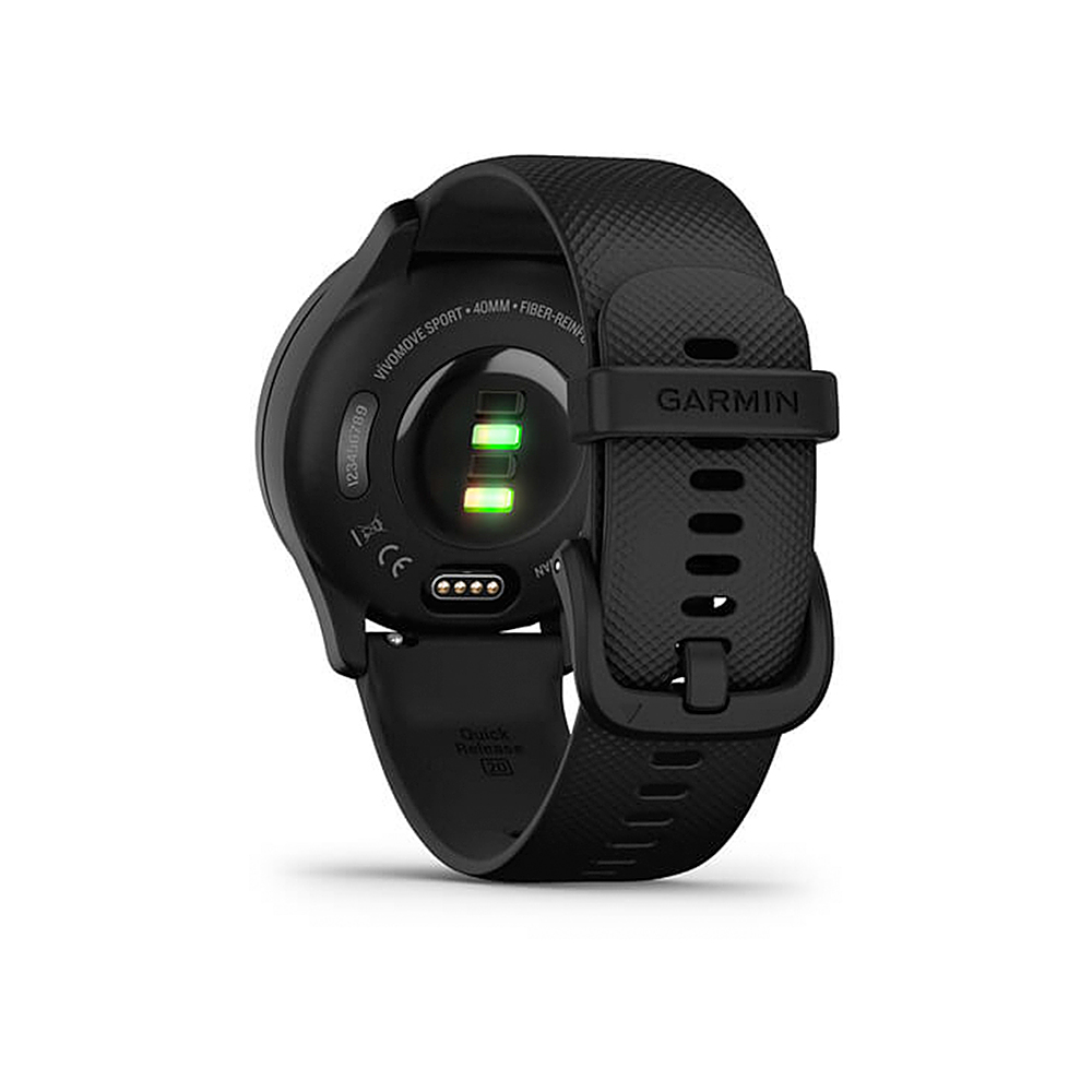 Back View: Garmin vivomove Sport 40mm Smart Watch, Black with Silicone Band #010-02566-00