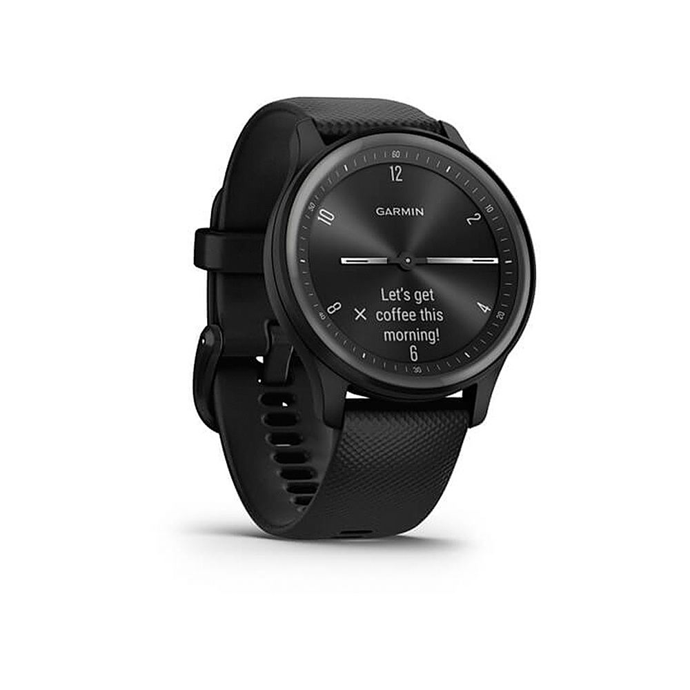 Angle View: Garmin vivomove Sport 40mm Smart Watch, Black with Silicone Band #010-02566-00
