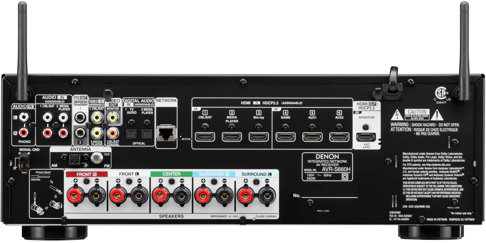 Denon Avr-s660h Amplificador De Audio Y Video 5.2 Canales 8k
