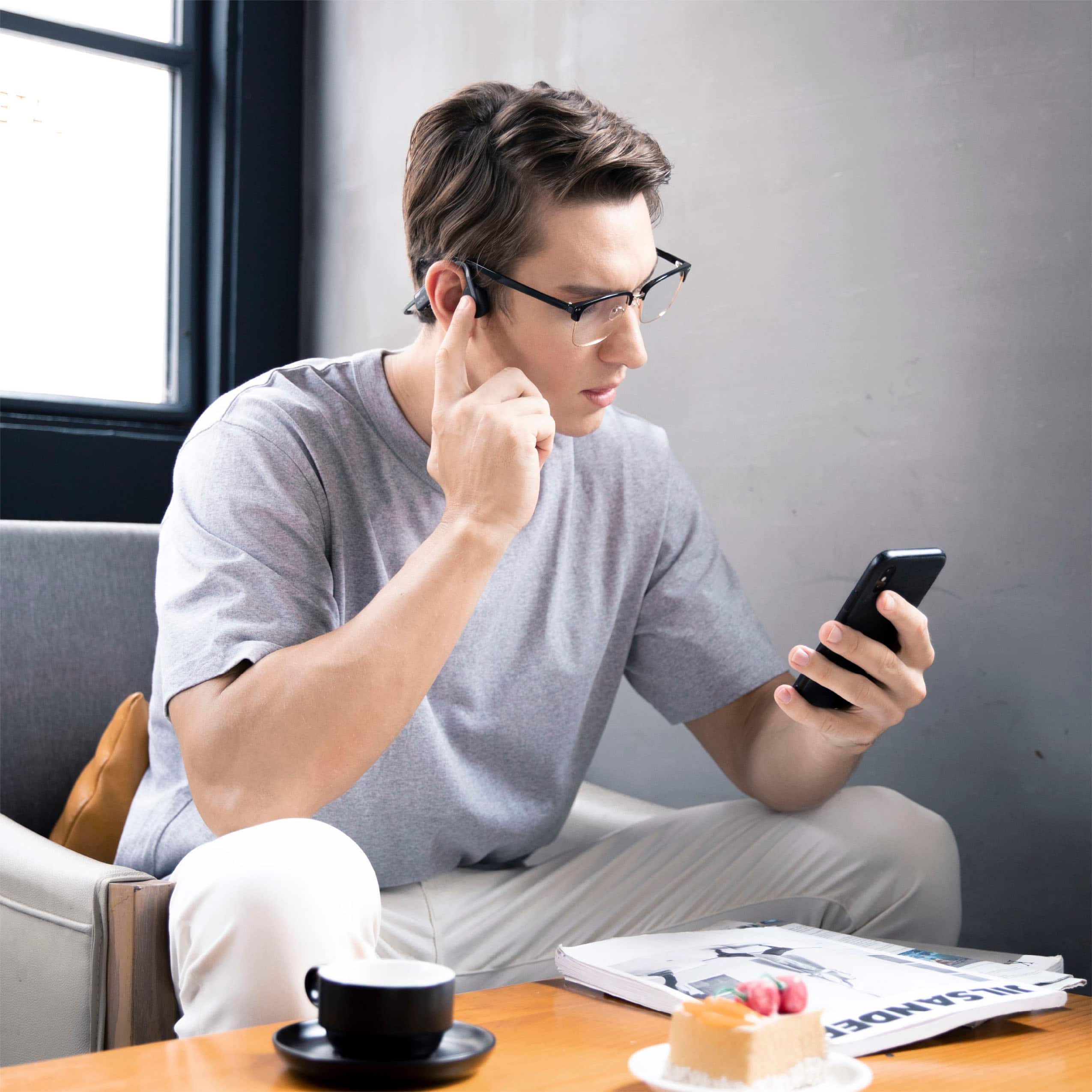 Alt View 12. Shokz - OpenMove Bone Conduction Open Ear Lifestyle/Sport Headphones - Gray.