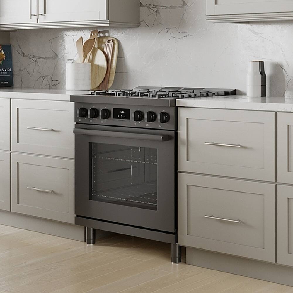 Angle. Bosch - 30/36-inch Industrial Range Feet - Black Stainless Steel.