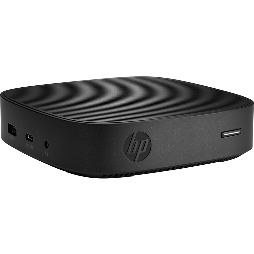 Left View: HP - T430 Thin Client - Intel Celeron N4020 - 2GB Memory -16GB eMMC Hard Drive - Black