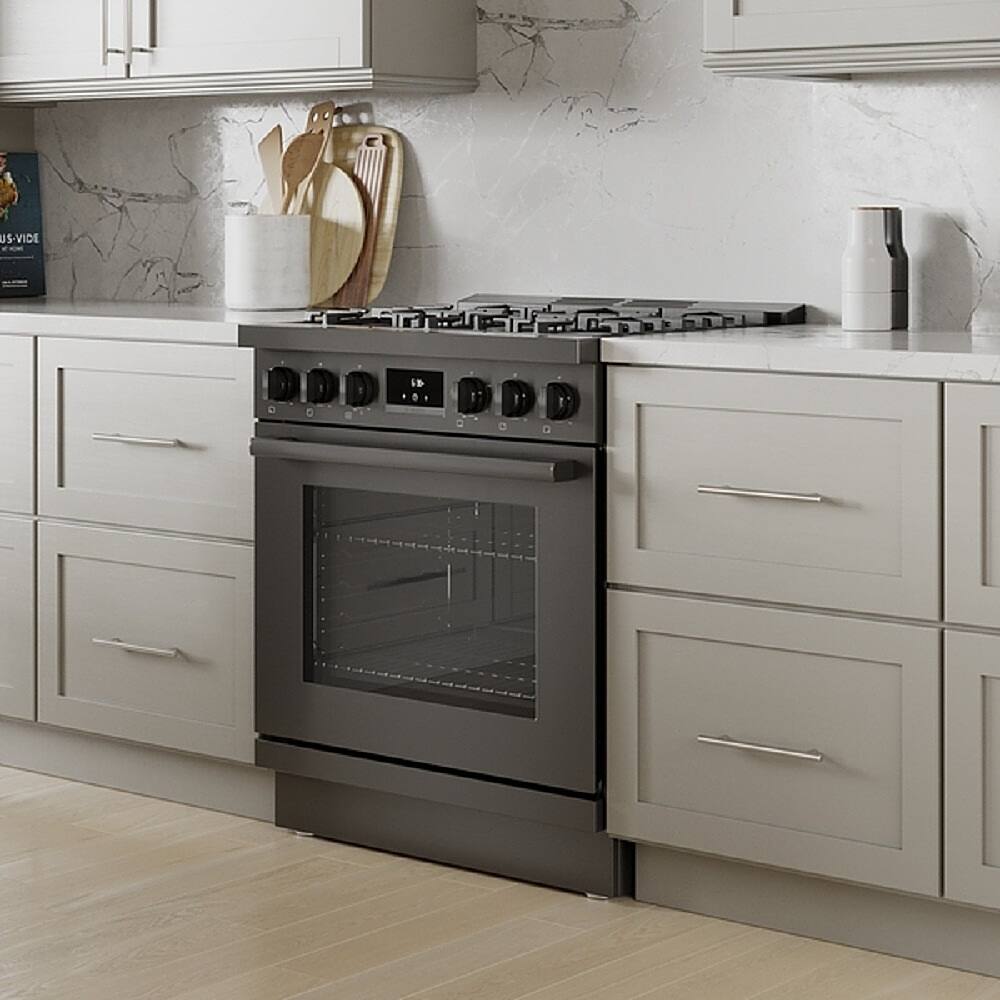 Angle. Bosch - Feet Kit for 30" Bosch Industrial Range - Black stainless steel.