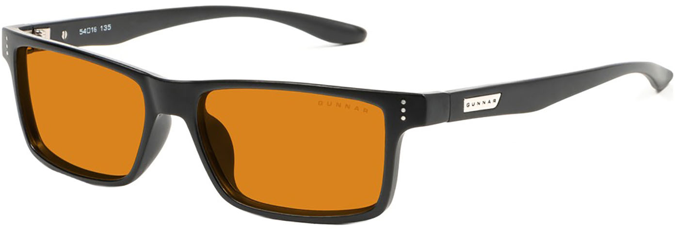 Left View: GUNNAR - Vertex Gaming Glasses with Ultraviolet (UV) Light Protection and Blue Light Reduction Max Tint Amber Lenses - Onyx