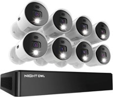 Night Owl - 8-Channel, 8-camera Indoor/Outdoor Wired 4K Ultra HD 2TB DVR Spotlight Surveillance System - White - Front_Zoom