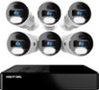 Night Owl - 8-Channel, 6-camera Indoor/Outdoor Wired 4K Ultra HD 2TB NVR Spotlight Surveillance System - White