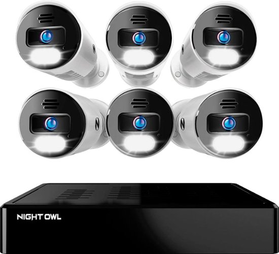 Front Zoom. Night Owl - 8-Channel, 6-camera Indoor/Outdoor Wired 4K Ultra HD 2TB NVR Spotlight Surveillance System - White.