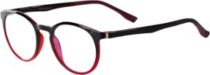 Wavebalance - BlueDuo, Poet, Blue Light Reducing Glasses with Magnetic Sunglass Clip-On- Black Cherry - Red & Black - Front_Zoom