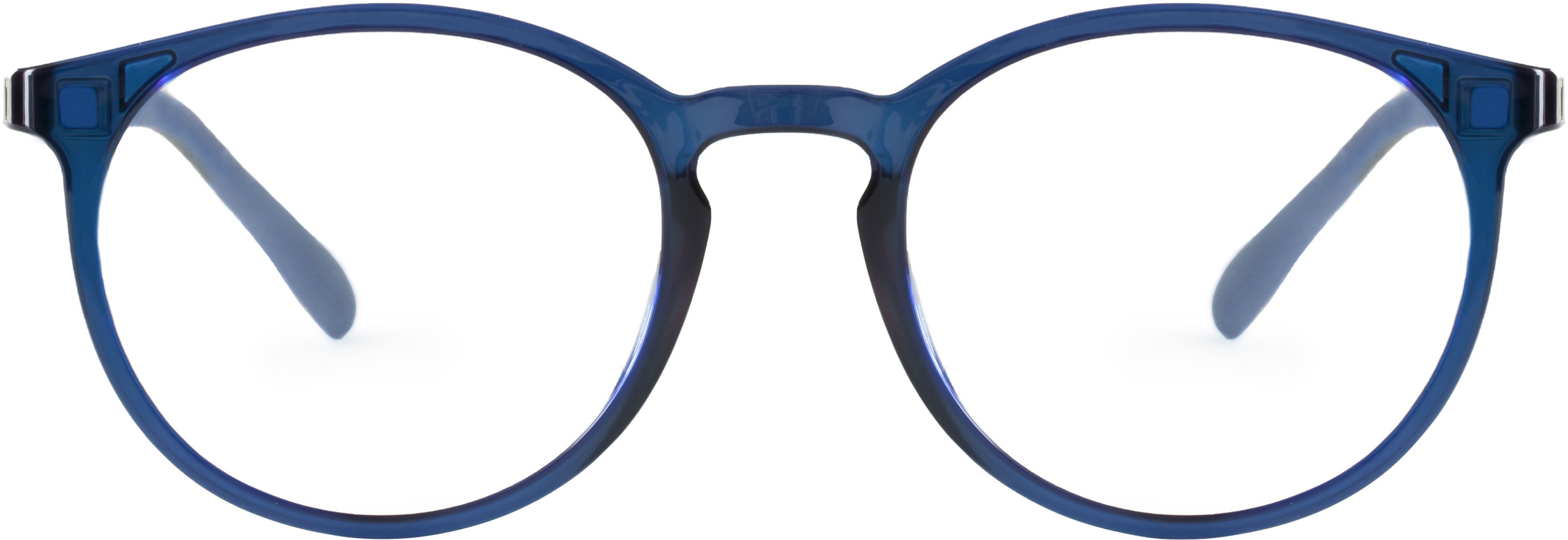 Left View: Wavebalance - BlueDuo, Poet, Blue Light Reducing Glasses with Magnetic Sunglass Clip-On- Deep Sea - Blue