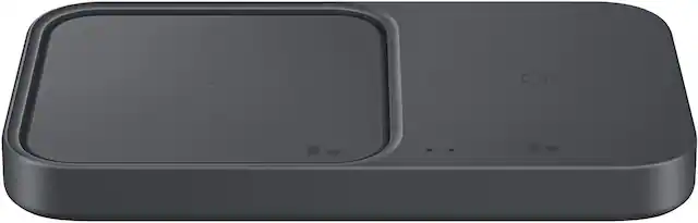 Front. Samsung - 15W Wireless Charger Duo with Travel Adapter - Dark Gray.