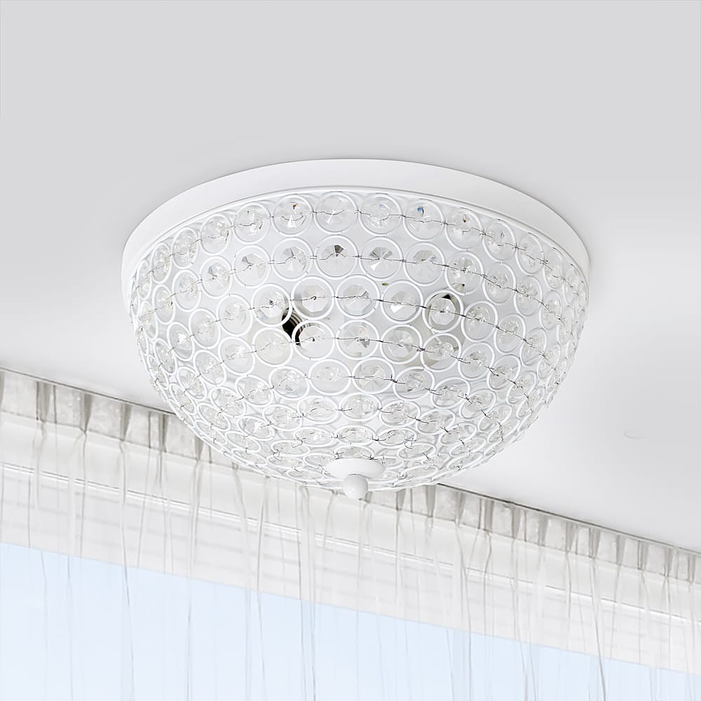 Left View: Lalia Home - Crystal Glam 2 Light Ceiling Flush Mount 2 Pack - White