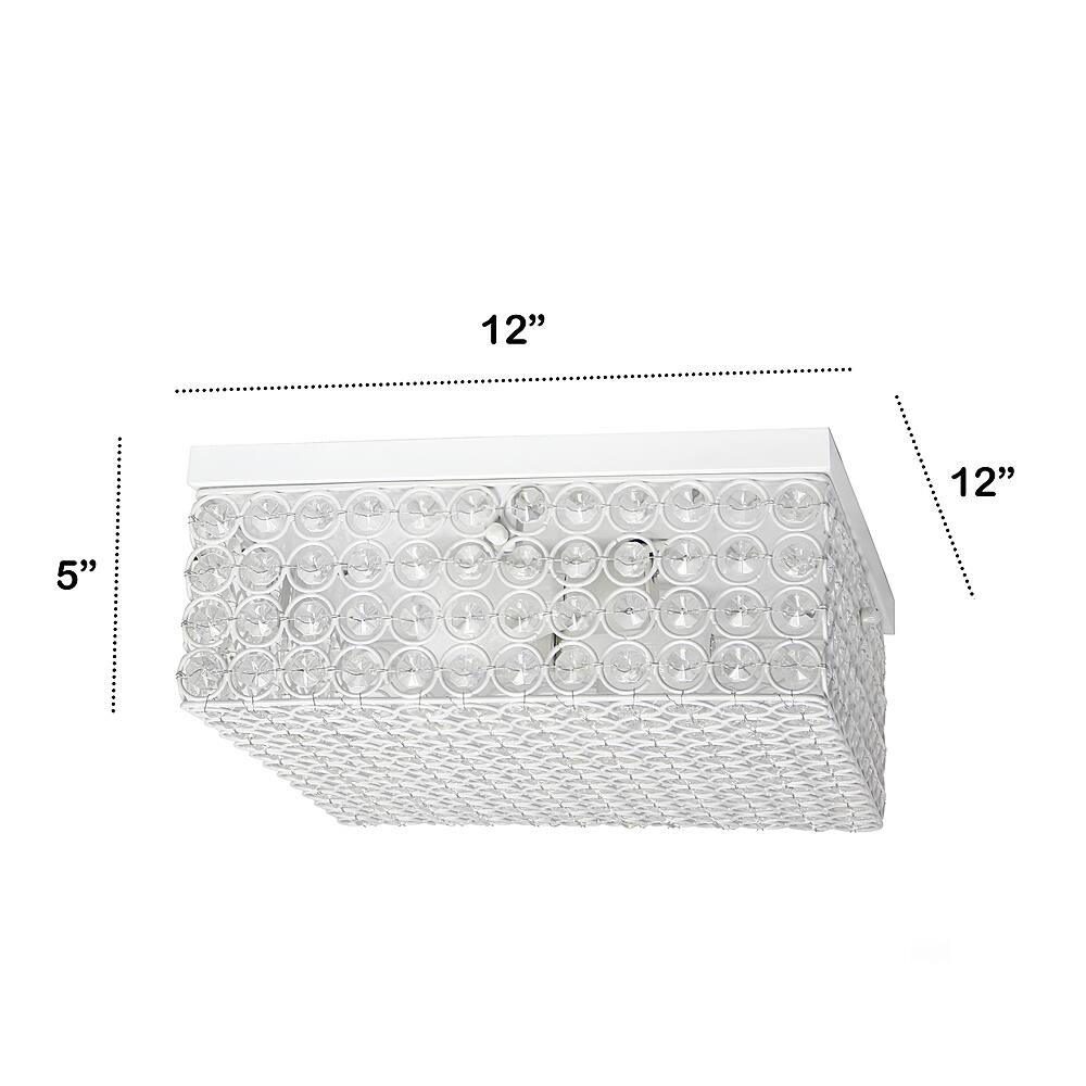 Left View: Lalia Home - Glam 2 Light 12 Inch Square Flush Mount - White