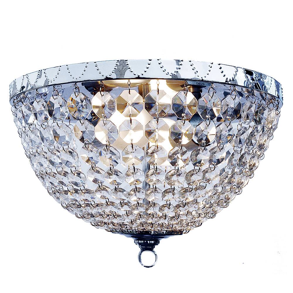 Angle View: Lalia Home - Crystal Drop 2 Light Ceiling Flush Mount - Chrome