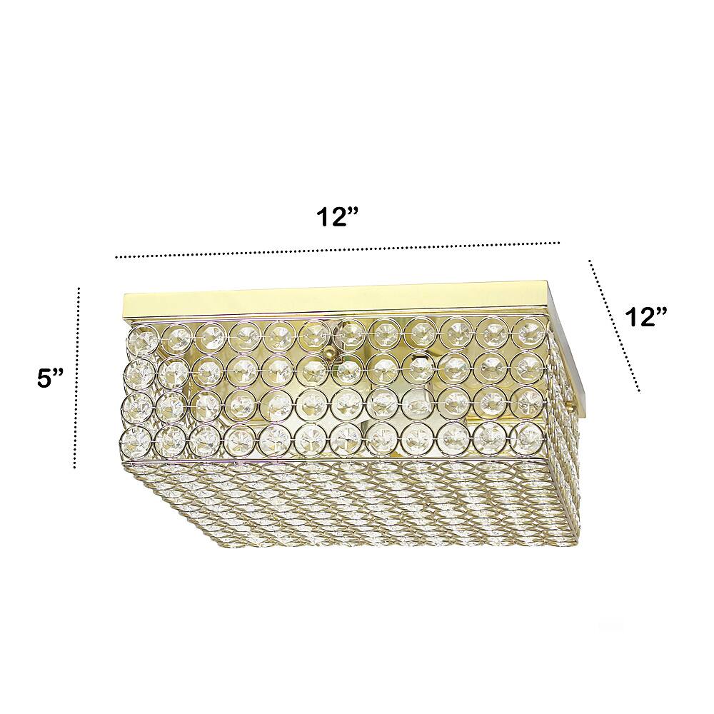 Left View: Lalia Home - Glam 2 Light 12 Inch Square Flush Mount - Gold