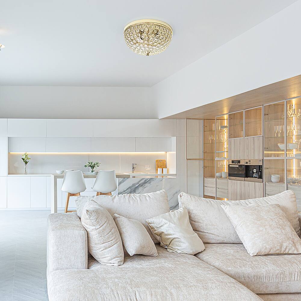 Left View: Lalia Home - Crystal Glam 2 Light Ceiling Flush Mount 2 Pack - Gold