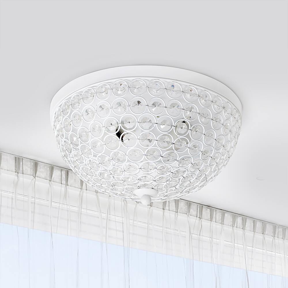 Left View: Lalia Home - Crystal Glam 2 Light Ceiling Flush Mount - White