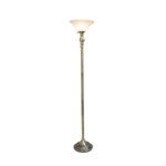 Front Zoom. Lalia Home - Classic 1 Light Torchiere 1400lm Floor Lamp with Marbleized Glass Shade - Antique Brass.