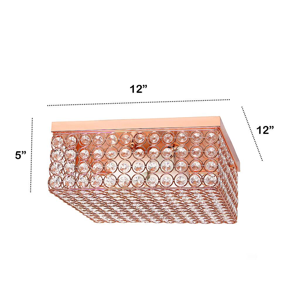 Left View: Lalia Home - Glam 2 Light 12 Inch Square Flush Mount - Rose Gold