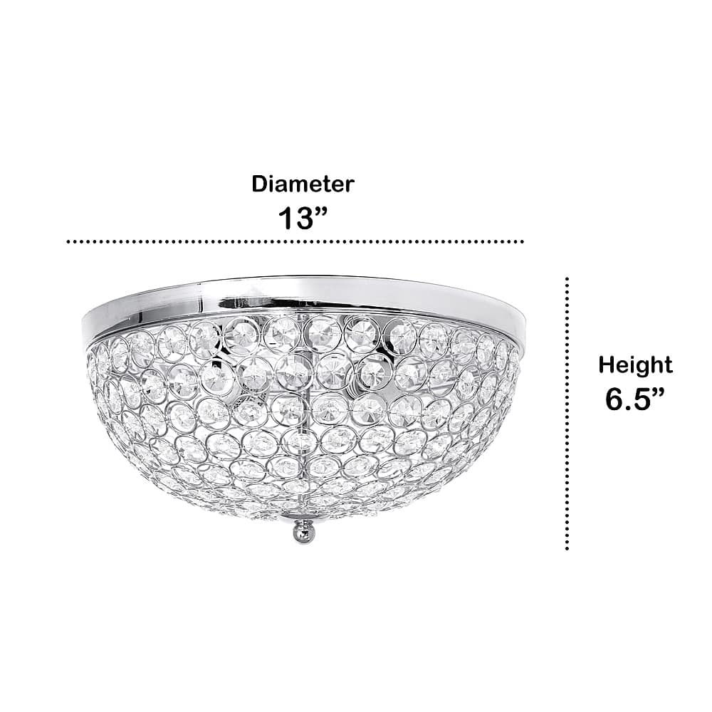 Left View: Lalia Home - Crystal Glam 2 Light Ceiling Flush Mount - Chrome