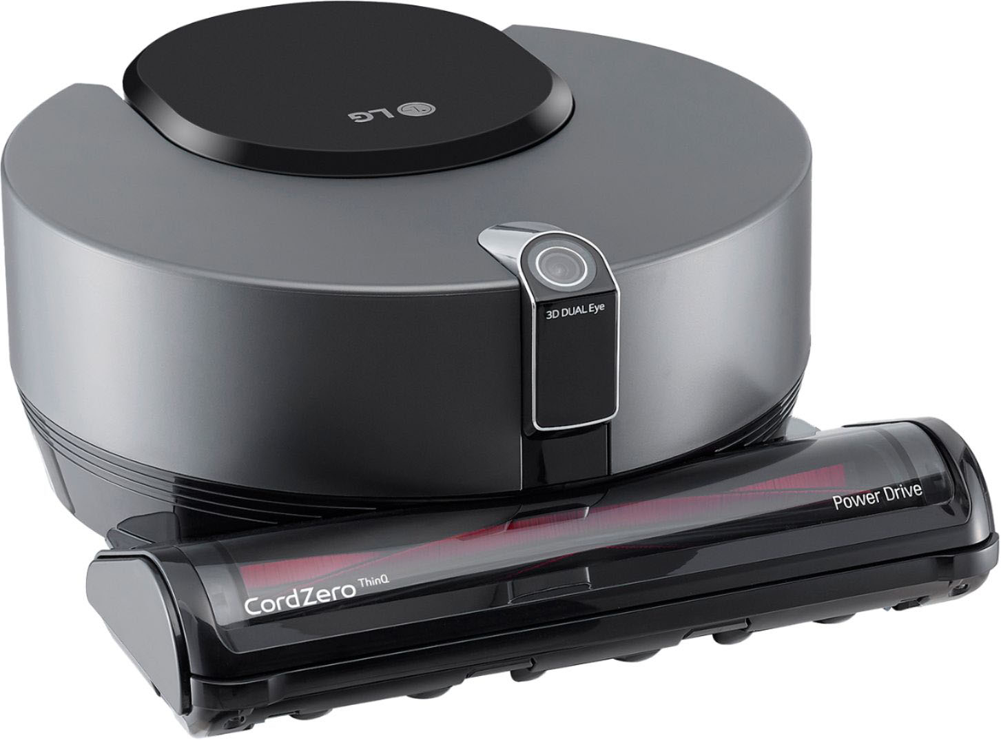 Left View: LG - CordZero R9 Wi-Fi Connected Robot Vacuum with Auto-Docking and HEPA Filter - Matte Grey