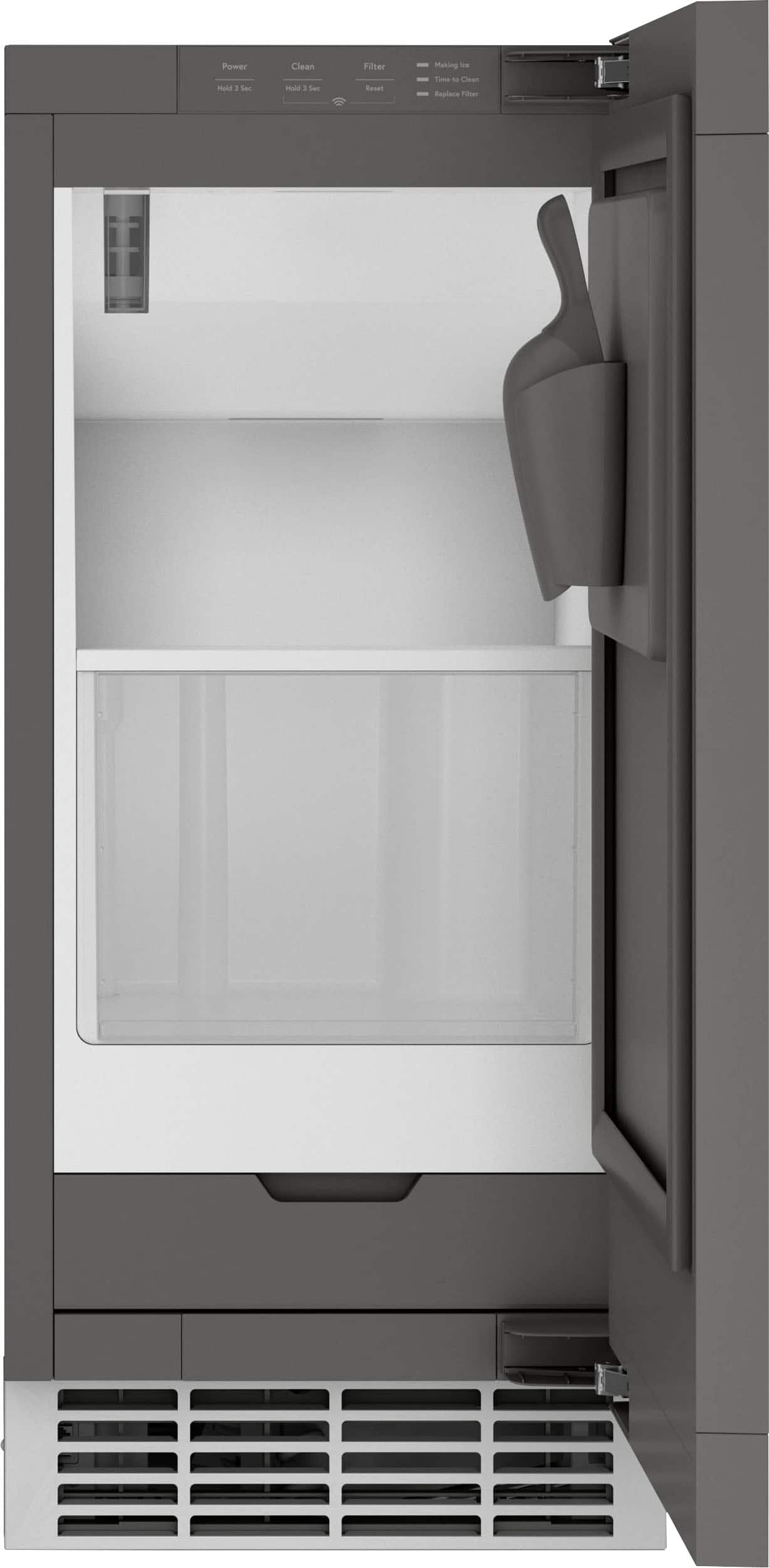 Front. GE Profile - 15" 26-Lb. Built-In Icemaker with Nugget Ice - Custom Panel Ready.