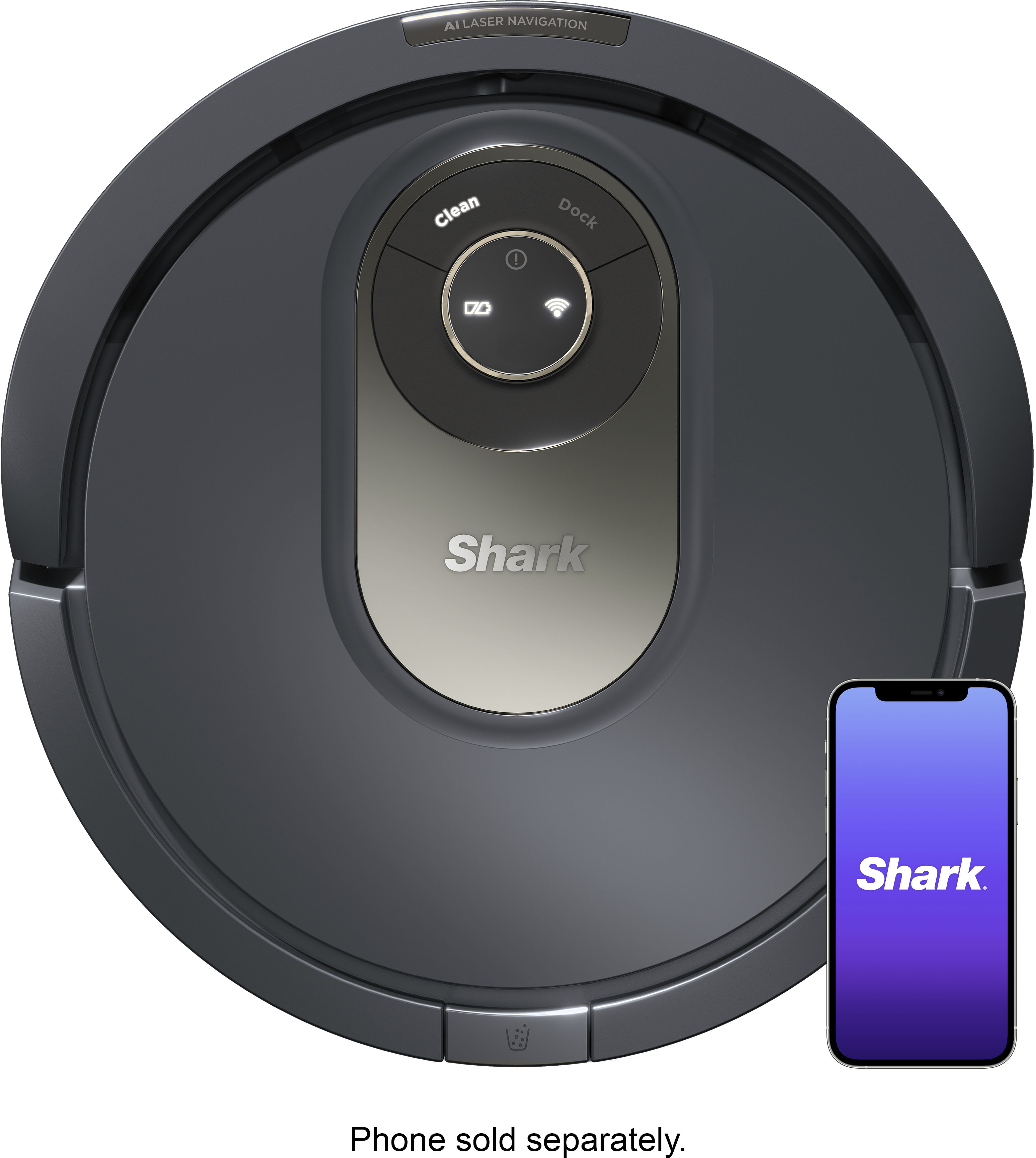 Angle View: Shark - AV2001 AI Robot Vacuum with LIDAR Navigation, Home Mapping, Perfect for Pet Hair, Works with Alexa, Wi-Fi Connected - Gray