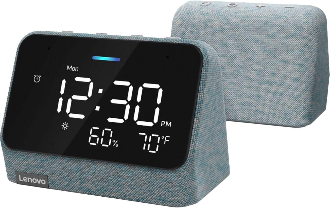 Alt View 12. Lenovo - Smart Clock Essential 4" Smart Display with Alexa - Misty Blue.