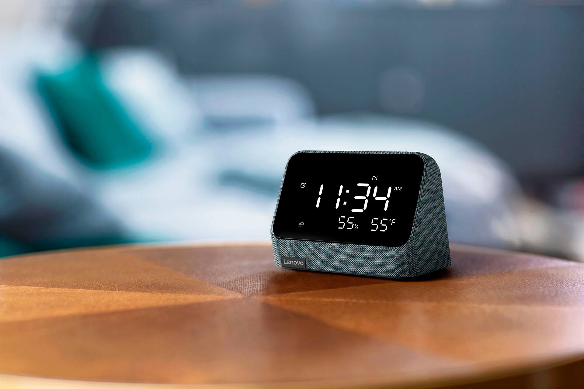 Alt View 13. Lenovo - Smart Clock Essential 4" Smart Display with Alexa - Misty Blue.