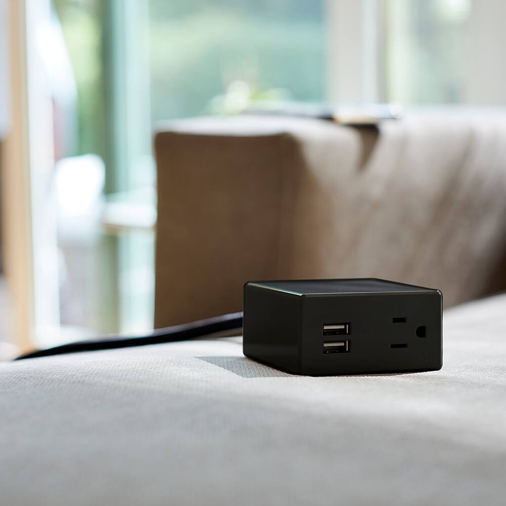 Alt View 11. charg - 2in1 2-outlet 4-USB Side Table Power Strip - Black.