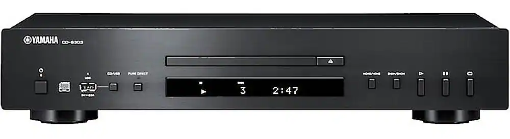 Front. Yamaha - CD-S303 CD Player with Built-in DAC - Black.