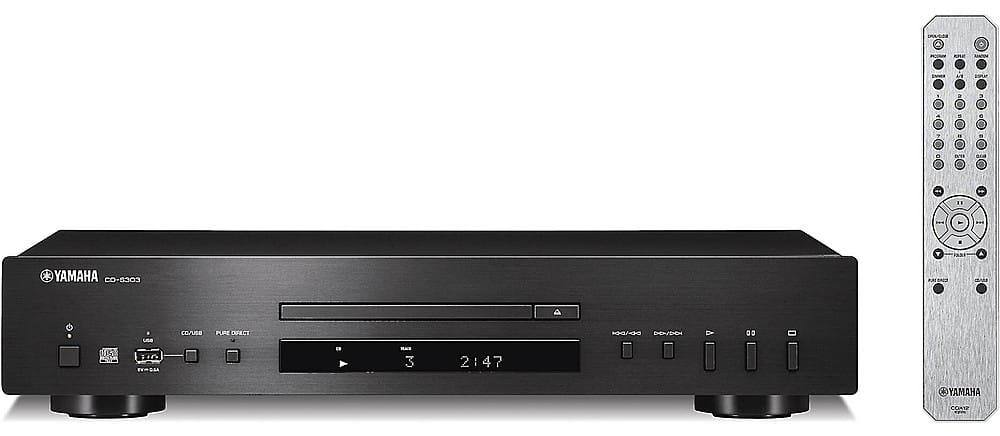 Left. Yamaha - CD-S303 CD Player with Built-in DAC - Black.