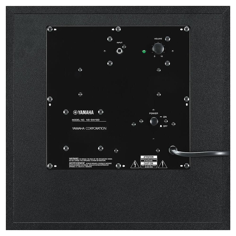 Angle. Yamaha - 10-Inch 100-Watt-Max Powered Subwoofer - Black.