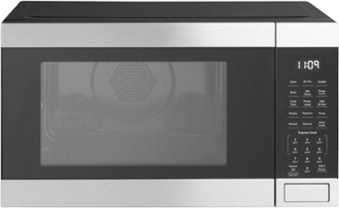 GE - 1.0 Cu. Ft. Convection Countertop Microwave with Air Fry - Black Stainless Steel - Front_Zoom