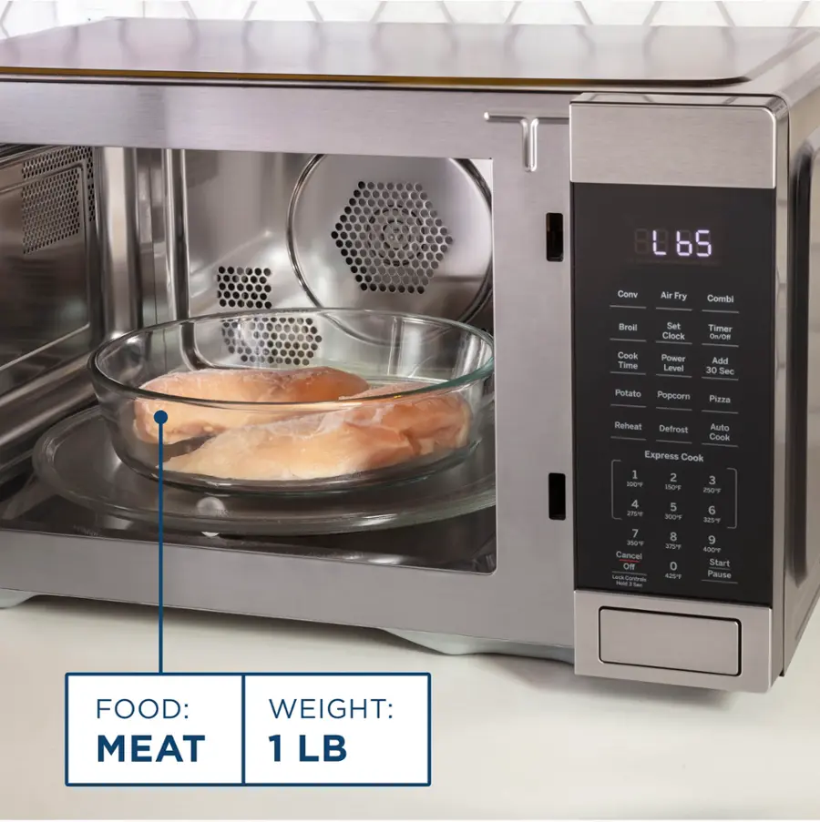 Alt View 13. GE - 1.0 Cu. Ft. Convection Countertop Microwave with Air Fry - Black stainless steel.