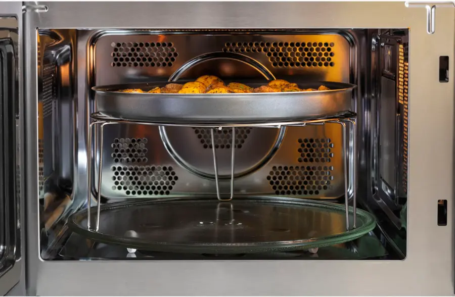 Alt View 15. GE - 1.0 Cu. Ft. Convection Countertop Microwave with Air Fry - Black stainless steel.