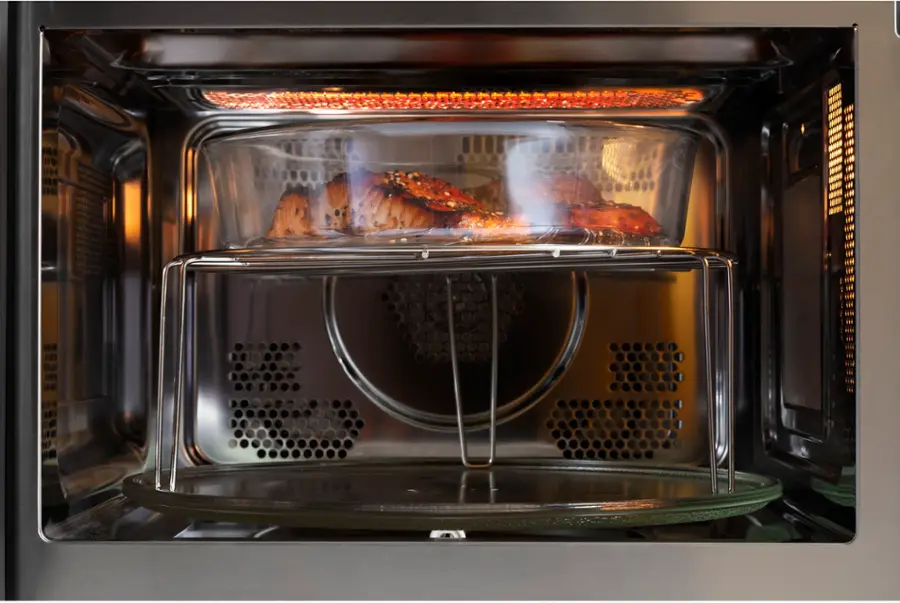 Alt View 18. GE - 1.0 Cu. Ft. Convection Countertop Microwave with Air Fry - Black stainless steel.