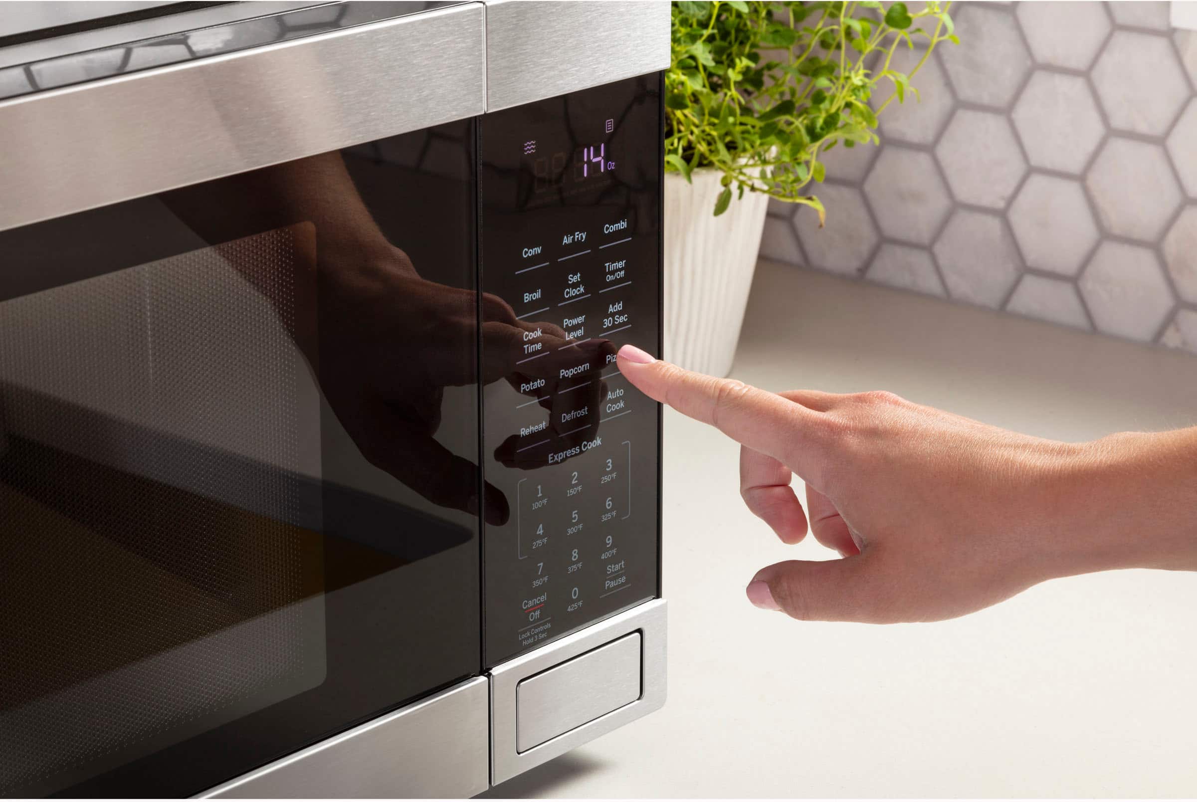 Alt View 19. GE - 1.0 Cu. Ft. Convection Countertop Microwave with Air Fry - Black stainless steel.