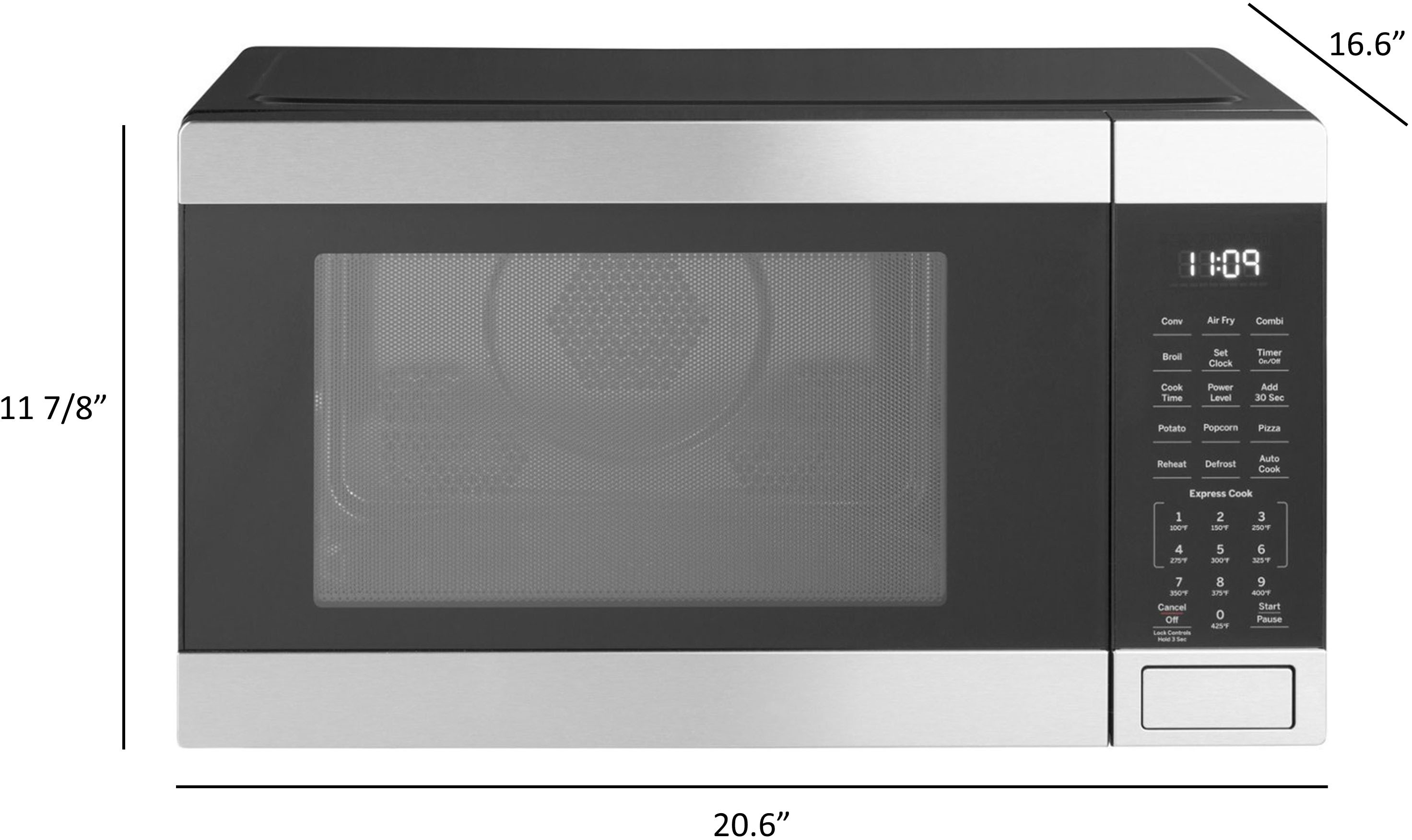 GE - 1.0 Cu. Ft. Convection Countertop Microwave with Air Fry - Black Stainless Steel