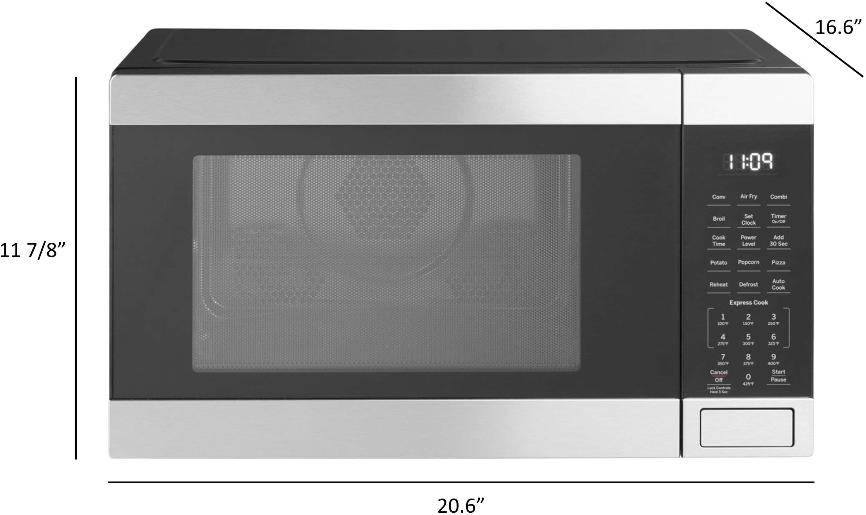 Alt View 1. GE - 1.0 Cu. Ft. Convection Countertop Microwave with Air Fry - Black stainless steel.