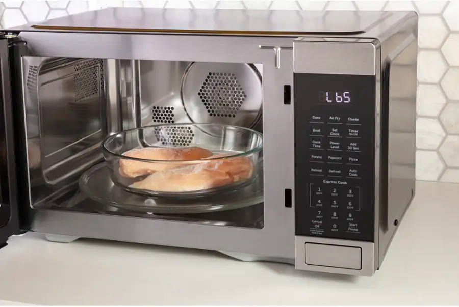 Alt View 22. GE - 1.0 Cu. Ft. Convection Countertop Microwave with Air Fry - Black stainless steel.
