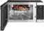 Left. GE - 1.0 Cu. Ft. Convection Countertop Microwave with Air Fry - Black stainless steel.