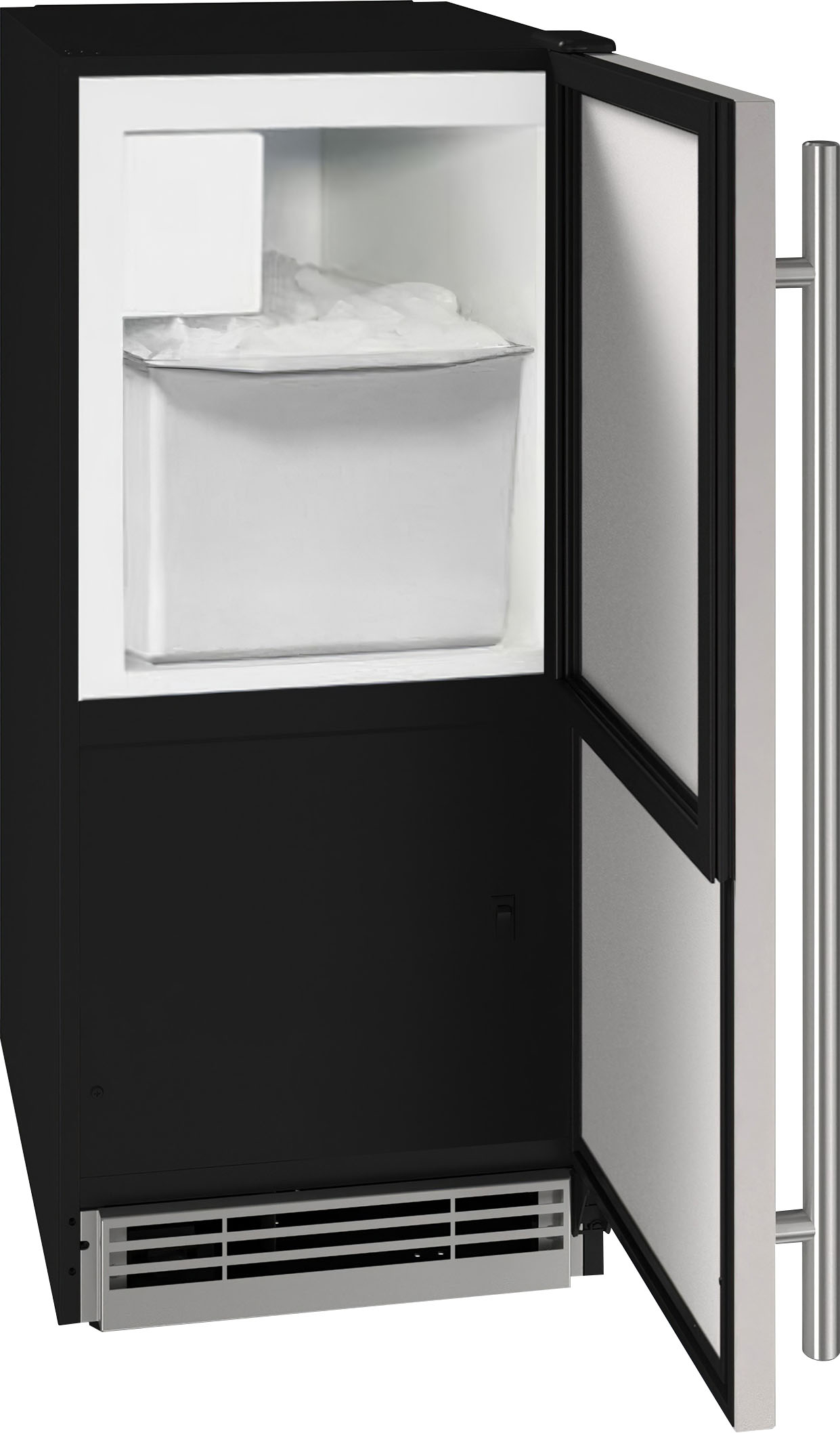 Angle View: U-Line - 15" 25-lb Freestanding Icemaker - Stainless Steel Solid