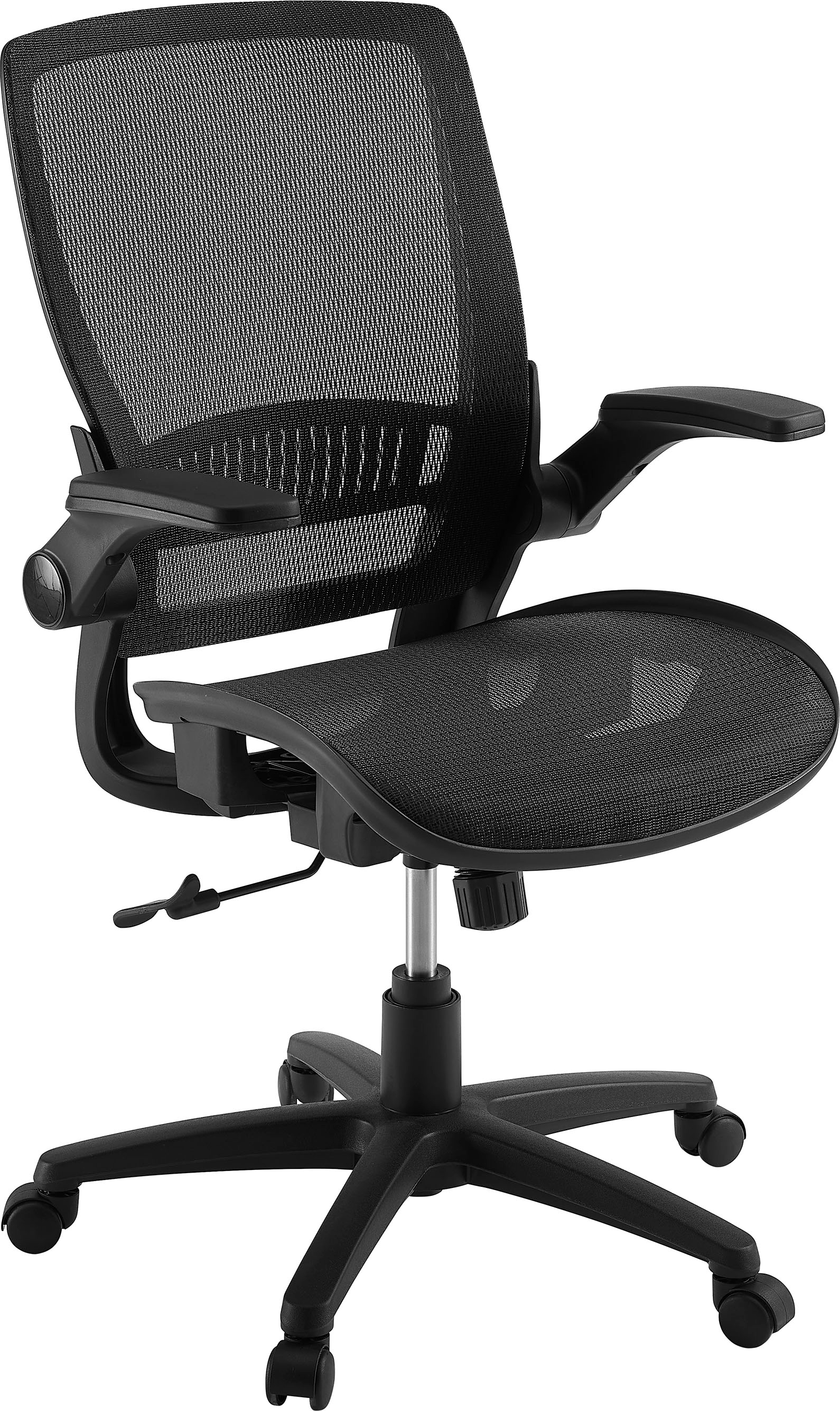 Angle View: Insignia™ - Ergonomic Mesh Office Chair with Adjustable Arms - Black