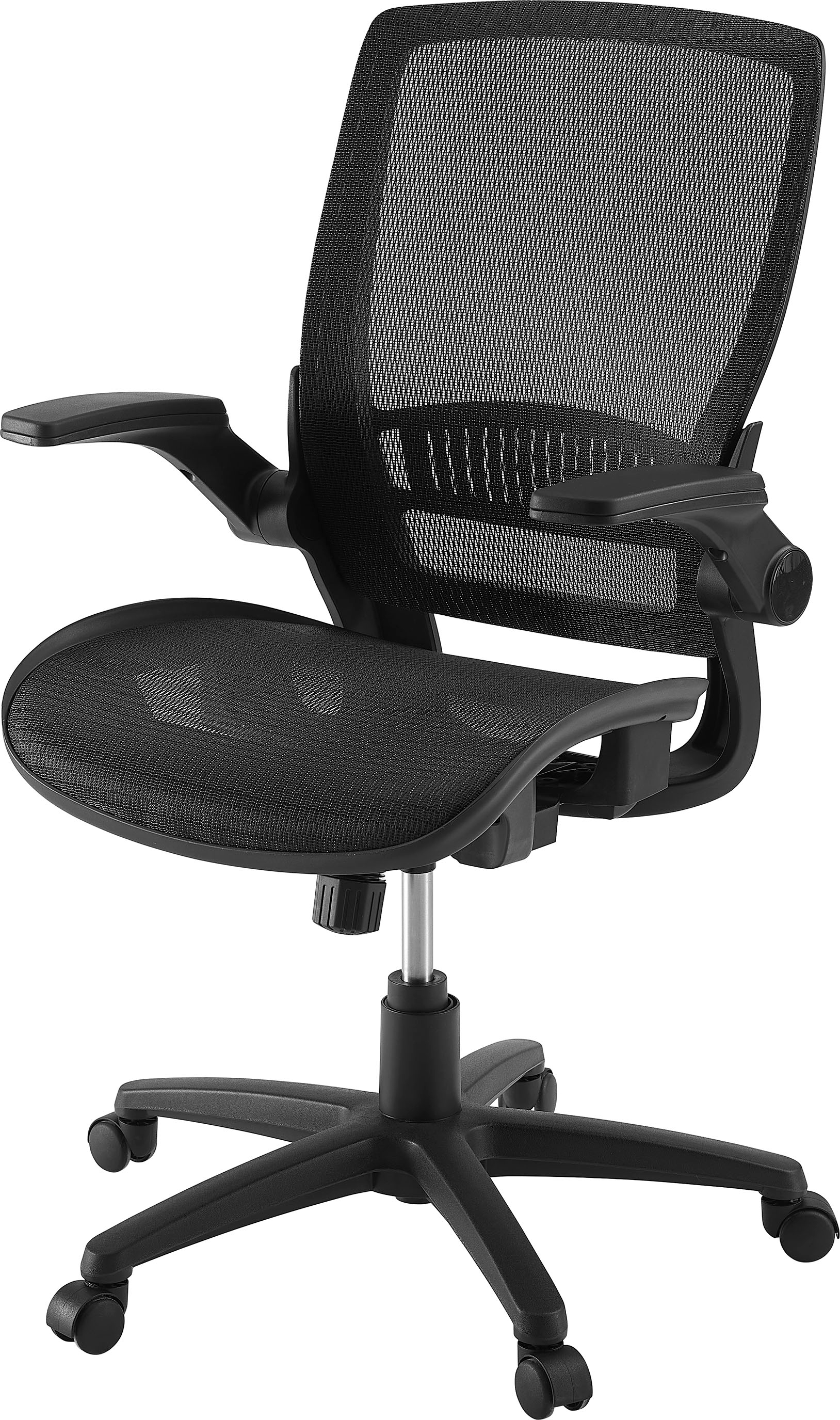 Left View: Serta - Essentials Mesh & Faux Leather Task Chair - Black