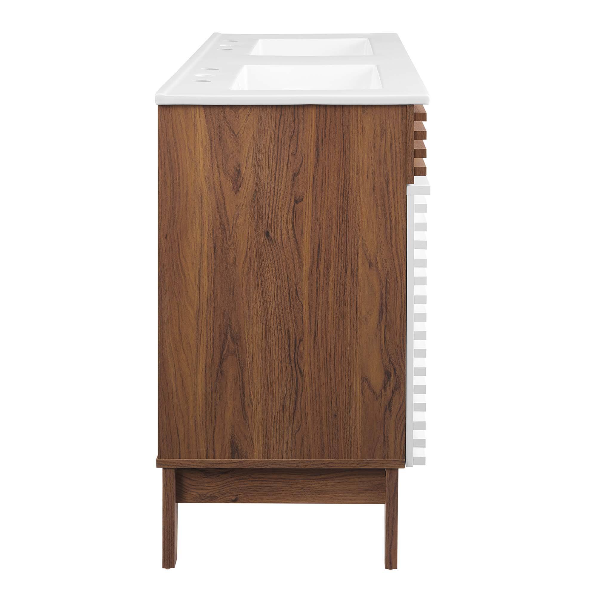 Alt View 1. Modway - Render 48" Bathroom Vanity with White Basin Included - White Walnut White.