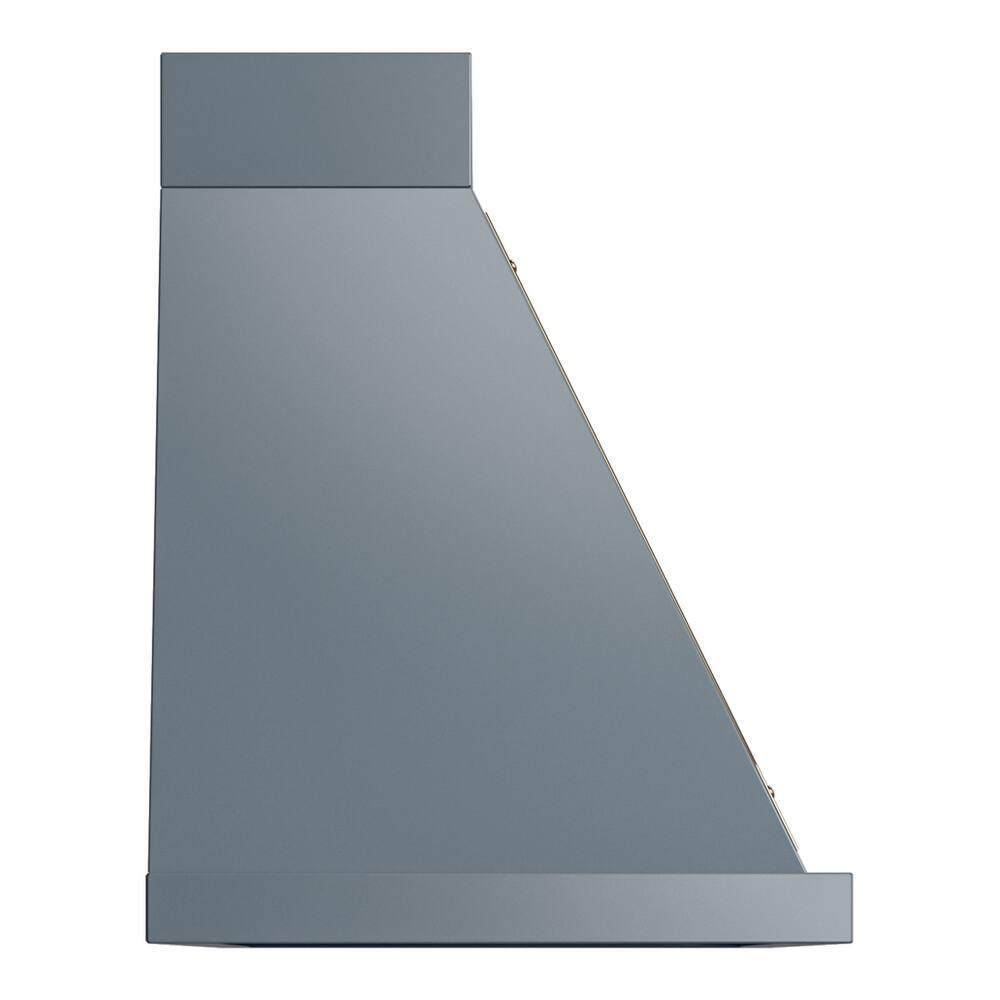 Alt View 2. ILVE - ILVE Nostalgie II Series 48 in. Noblesse Wall Mount Range Hood with 850 CFM (Brass Trim) - Blue Grey.