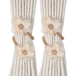 Unique Bargains - Premium 2pcs Flower Curtain Tiebacks with Buckle Decorative Holders for Home Office Thin Sheer Window Curtains - White