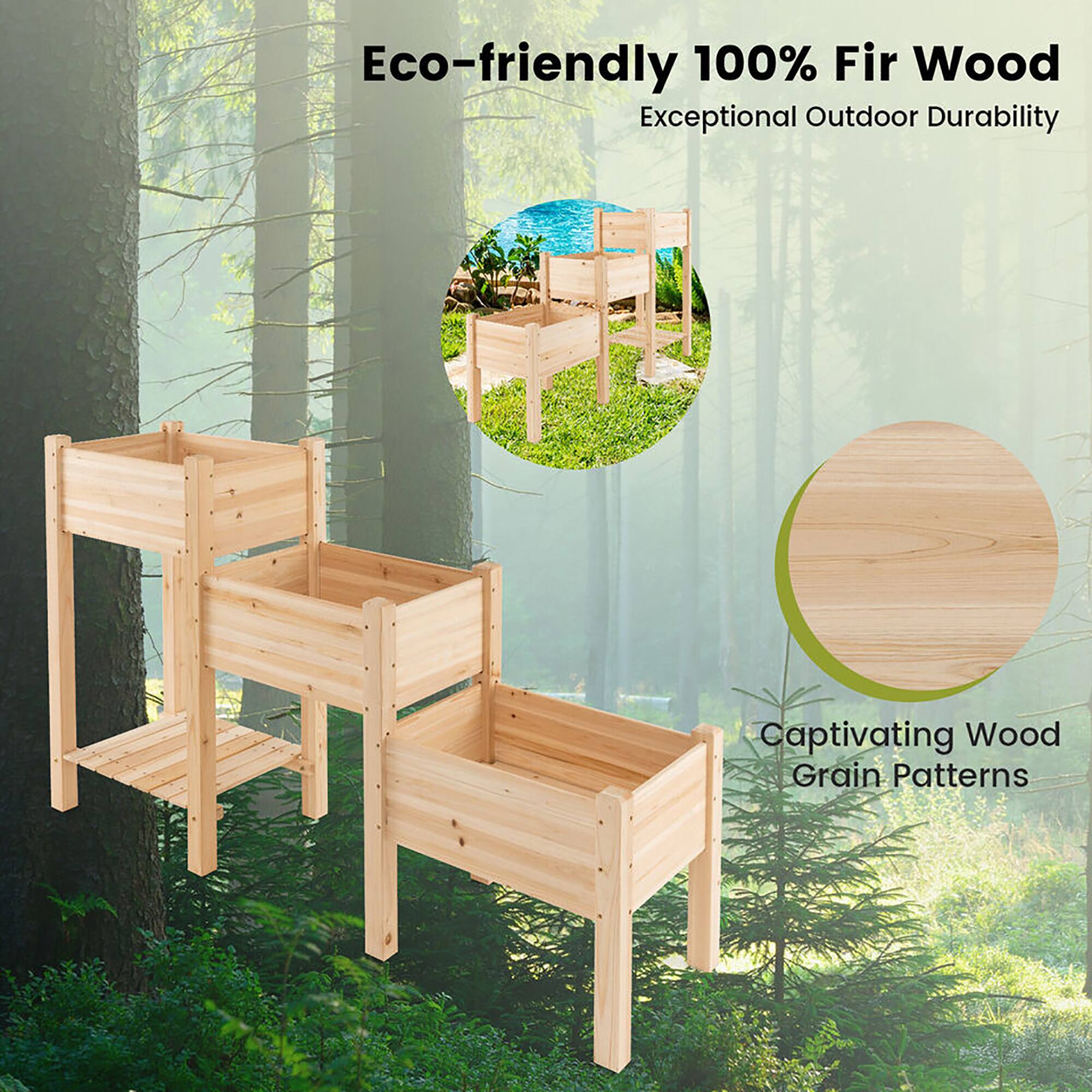 Eco-friendly 100% Fir Wood  
Exceptional Outdoor Durability  
Captivating Wood Grain Patterns