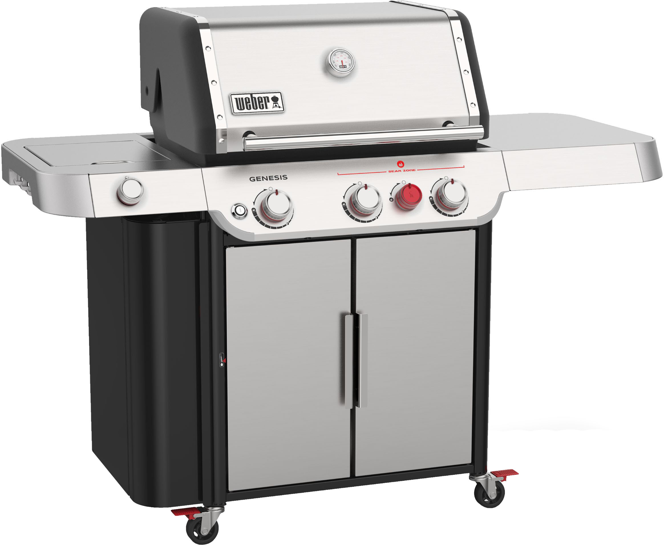 Left View: Weber - Genesis S-335 Propane Gas Grill - Stainless Steel